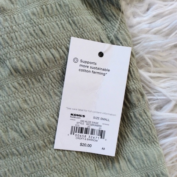 NWT Croft & Barrow Sage Smocked Tank Top - Picture 6 of 6